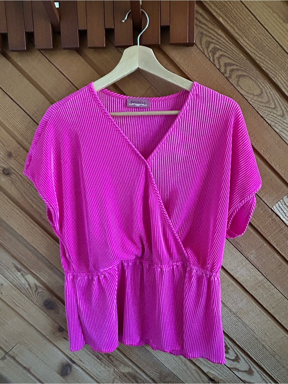 Ragdoll Hot Pink Wrap Peplum Blouse